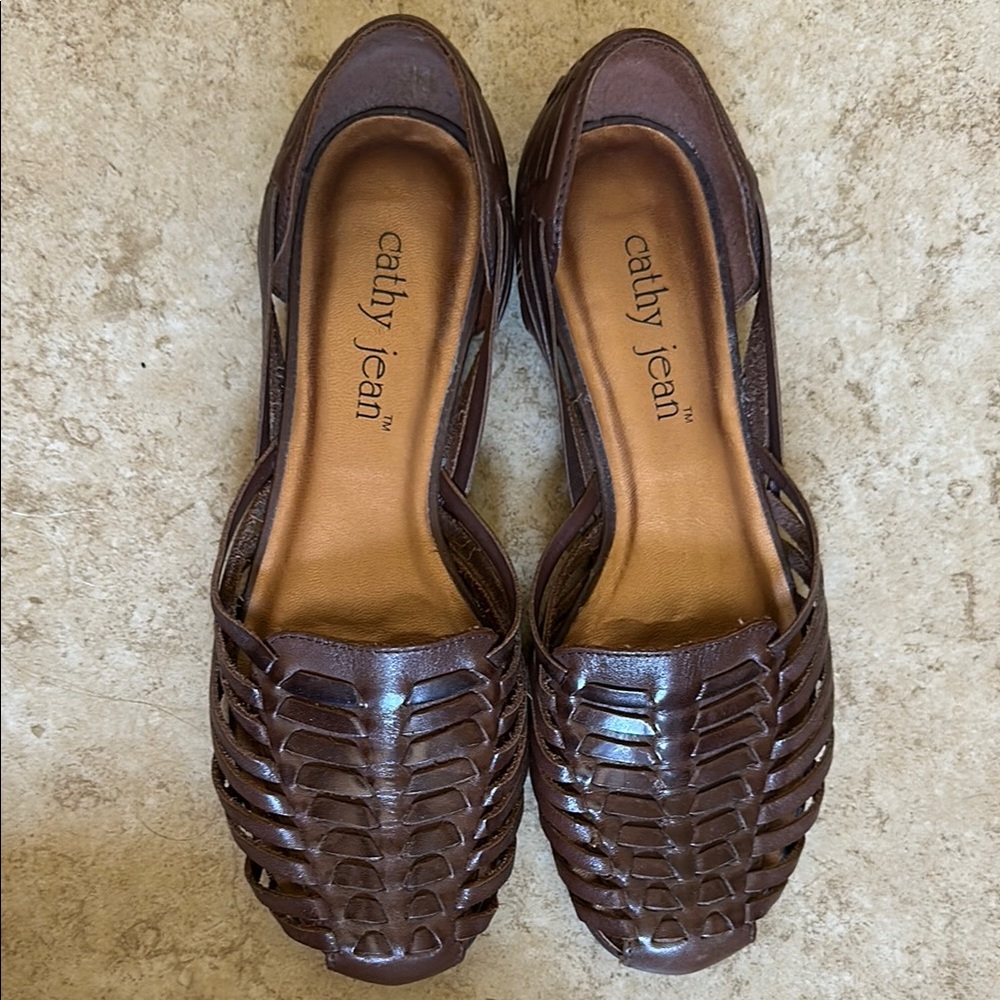 Cathy Jean Brown Woven Leather Slip-On Loafers